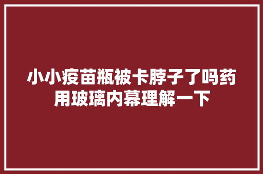 小小疫苗瓶被卡脖子了吗药用玻璃内幕理解一下