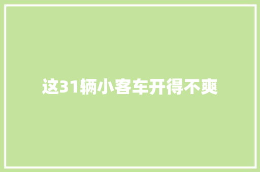这31辆小客车开得不爽