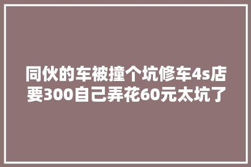 同伙的车被撞个坑修车4s店要300自己弄花60元太坑了