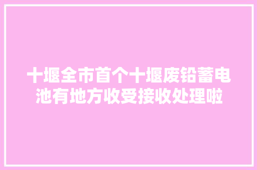 十堰全市首个十堰废铅蓄电池有地方收受接收处理啦