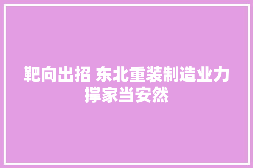 靶向出招 东北重装制造业力撑家当安然