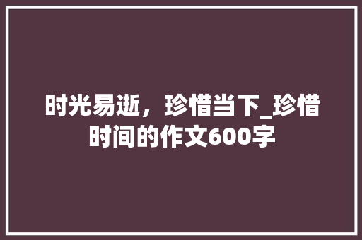 时光易逝，珍惜当下_珍惜时间的作文600字