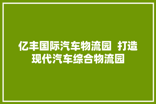 亿丰国际汽车物流园  打造现代汽车综合物流园