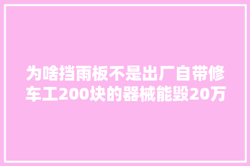 为啥挡雨板不是出厂自带修车工200块的器械能毁20万的车