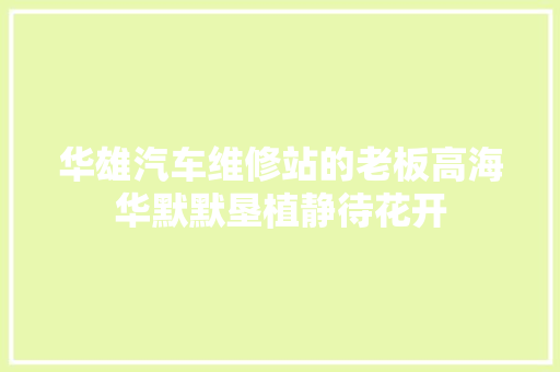 华雄汽车维修站的老板高海华默默垦植静待花开
