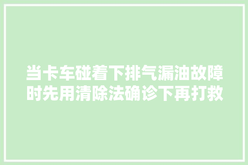 当卡车碰着下排气漏油故障时先用清除法确诊下再打救援电话 汽车知识
