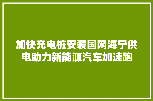 加快充电桩安装国网海宁供电助力新能源汽车加速跑