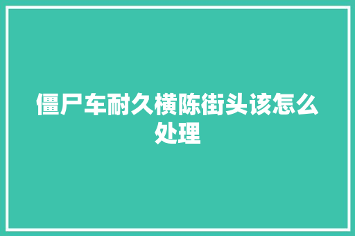 僵尸车耐久横陈街头该怎么处理  第1张