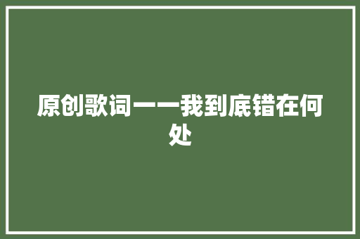 原创歌词一一我到底错在何处 休闲娱乐