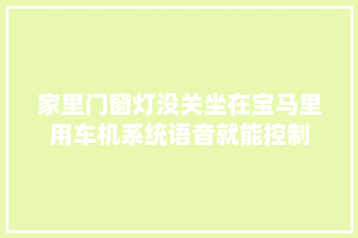 家里门窗灯没关坐在宝马里用车机系统语音就能控制