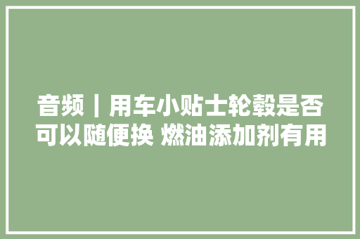 音频｜用车小贴士轮毂是否可以随便换 燃油添加剂有用吗