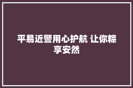 平易近警用心护航 让你粽享安然
