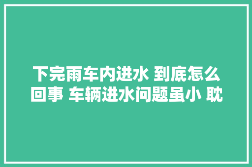 下完雨车内进水 到底怎么回事 车辆进水问题虽小 耽搁事费时间