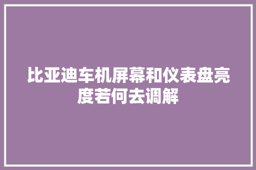 比亚迪车机屏幕和仪表盘亮度若何去调解