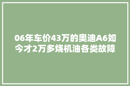 06年车价43万的奥迪A6如今才2万多烧机油各类故障一次性解决  第1张
