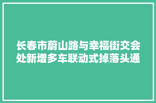 长春市蔚山路与幸福街交会处新增多车联动式掉落头通道