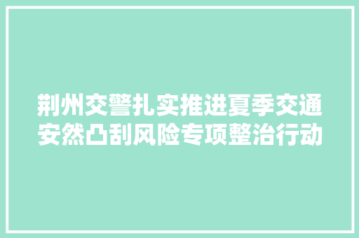 荆州交警扎实推进夏季交通安然凸刮风险专项整治行动倾警全力 守护当夏