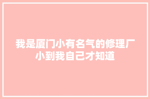 我是厦门小有名气的修理厂小到我自己才知道