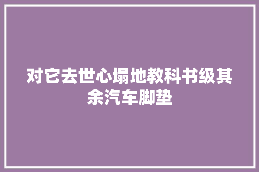 对它去世心塌地教科书级其余汽车脚垫