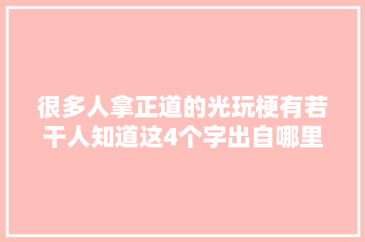 很多人拿正道的光玩梗有若干人知道这4个字出自哪里