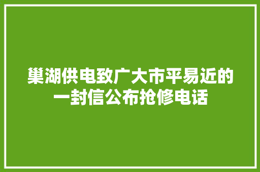 巢湖供电致广大市平易近的一封信公布抢修电话