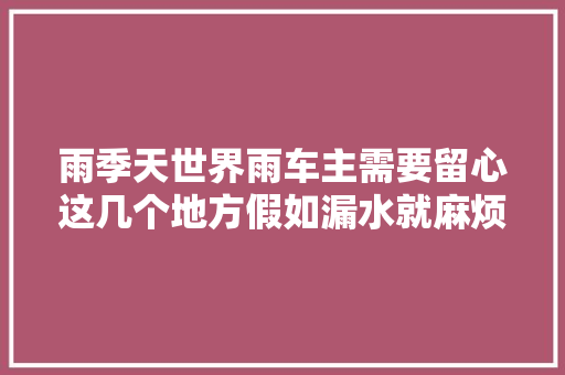 雨季天世界雨车主需要留心这几个地方假如漏水就麻烦了