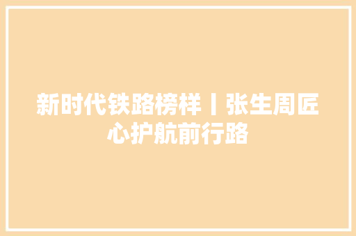 新时代铁路榜样丨张生周匠心护航前行路