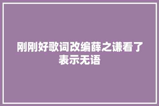 刚刚好歌词改编薛之谦看了表示无语