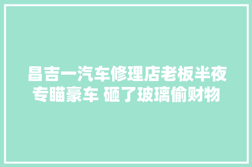 昌吉一汽车修理店老板半夜专瞄豪车 砸了玻璃偷财物