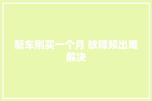 新车刚买一个月 故障频出难解决