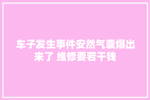车子发生事件安然气囊爆出来了 维修要若干钱