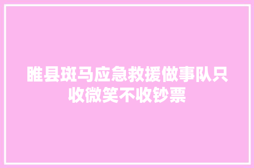 睢县斑马应急救援做事队只收微笑不收钞票  第1张