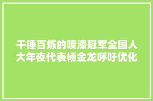 千锤百炼的喷漆冠军全国人大年夜代表杨金龙呼吁优化技能人才成长情形