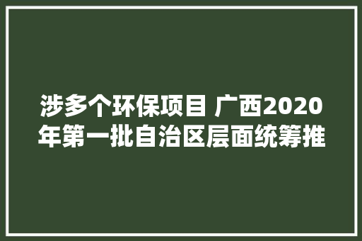 涉多个环保项目 广西2020年第一批自治区层面统筹推进重大年夜项目清单