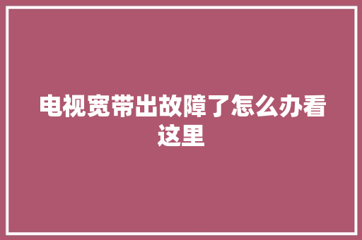 电视宽带出故障了怎么办看这里 汽车知识
