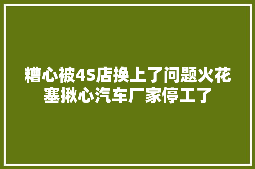 糟心被4S店换上了问题火花塞揪心汽车厂家停工了