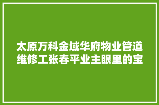 太原万科金域华府物业管道维修工张春平业主眼里的宝