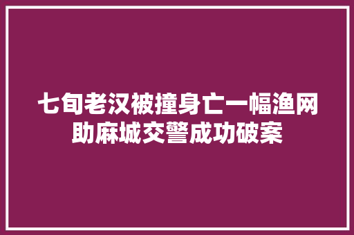 七旬老汉被撞身亡一幅渔网助麻城交警成功破案