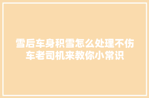 雪后车身积雪怎么处理不伤车老司机来教你小常识  第1张