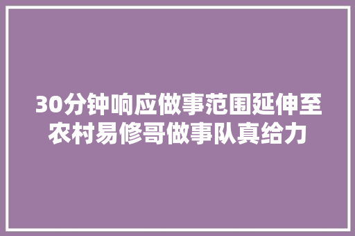 30分钟响应做事范围延伸至农村易修哥做事队真给力