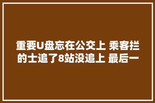 重要U盘忘在公交上 乘客拦的士追了8站没追上 最后一个电话找回