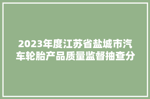 2023年度江苏省盐城市汽车轮胎产品质量监督抽查分析申报