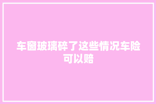 车窗玻璃碎了这些情况车险可以赔  第1张