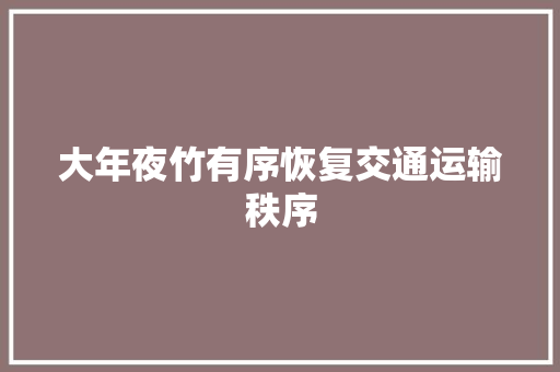 大年夜竹有序恢复交通运输秩序