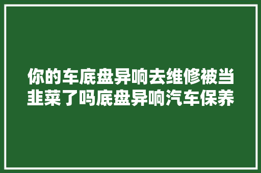 你的车底盘异响去维修被当韭菜了吗底盘异响汽车保养