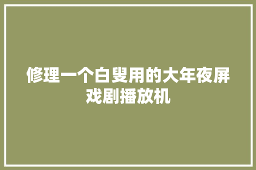 修理一个白叟用的大年夜屏戏剧播放机  第1张