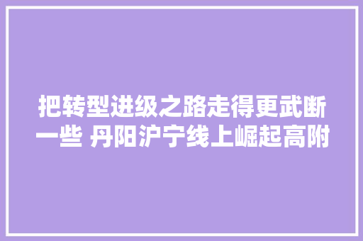 把转型进级之路走得更武断一些 丹阳沪宁线上崛起高附加值汽车零部件基地