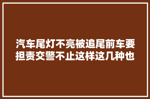 汽车尾灯不亮被追尾前车要担责交警不止这样这几种也是  第1张