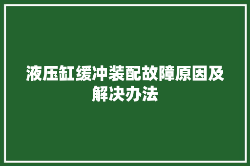 液压缸缓冲装配故障原因及解决办法  第1张