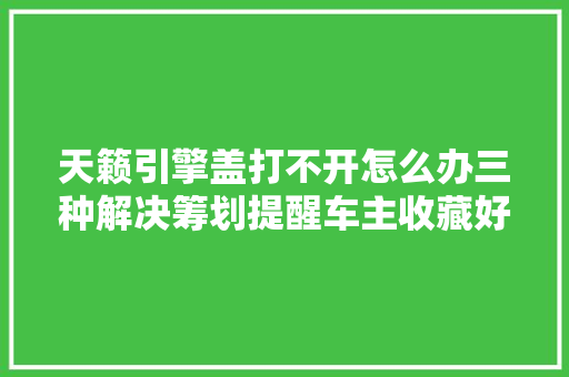 天籁引擎盖打不开怎么办三种解决筹划提醒车主收藏好